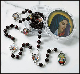 Seven Dolors Rosary with two-piece case